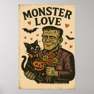 Affiche Amour de monstre Halloween vintage