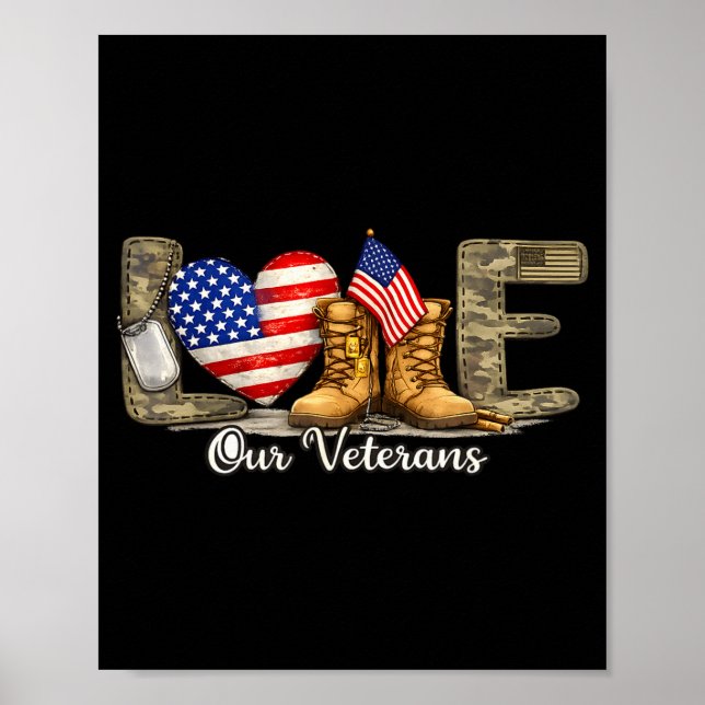Affiche Amour de notre drapeau américain militaire fier jo (Devant)