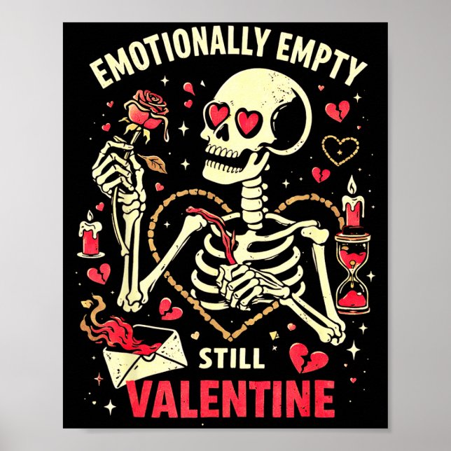 Affiche Amour de squelette de la Saint-Valentin encore vid (Devant)