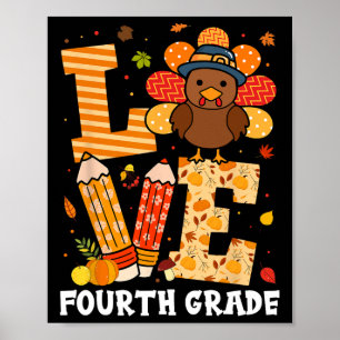 Affiche Amour de Thanksgiving Professeur de quatrième anné