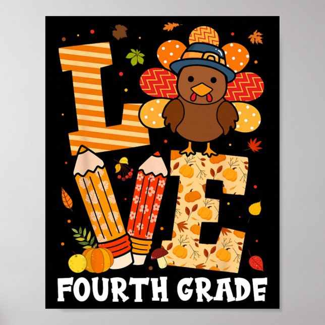 Affiche Amour de Thanksgiving Professeur de quatrième anné (Devant)
