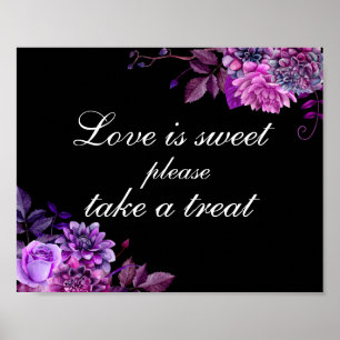 Affiche Amour doux prends une friandise. Mariage violet et
