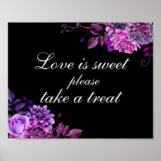 Affiche Amour doux prends une friandise. Mariage violet et (Devant)