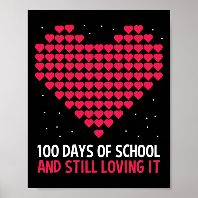Affiche Amour Du Coeur 100 Jours De Cadeau De L'École Pour (Devant)