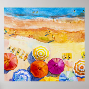 Affiche Amour du paysage marin : aquarelle peinture de vac