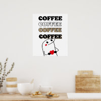 Amour Et Café Main Tiré Caractère Art