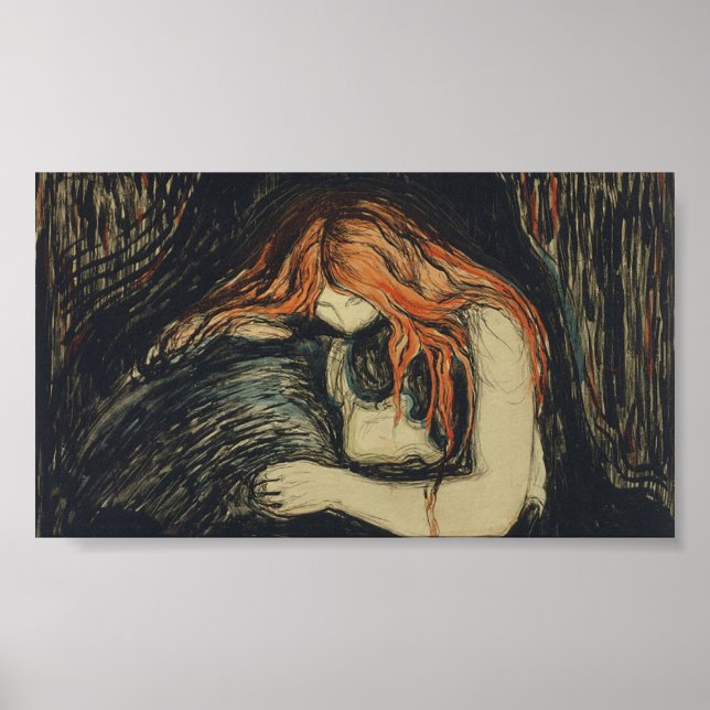 Affiche Amour et douleur (Le Vampire) (d'Edvard Munch) (Devant)