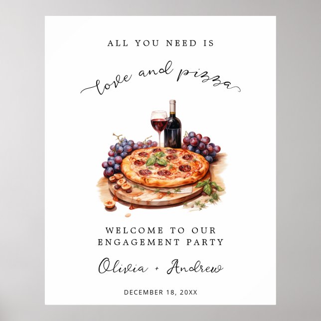 Affiche Amour et Pizza Engagement Mariage de bienvenue (Devant)