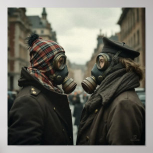 Affiche AMOUR ET RÉSISTANCE Romantique Tartan rétro