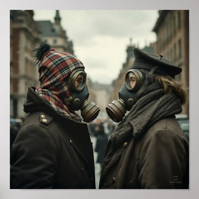 Affiche AMOUR ET RÉSISTANCE Romantique Tartan rétro (Devant)