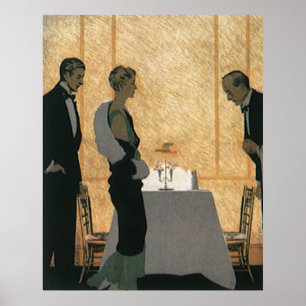 Affiche Amour et romance vintage, dîner élégant de couple