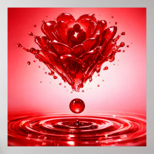 Affiche Amour Éternel Rose Liquide Couple Art