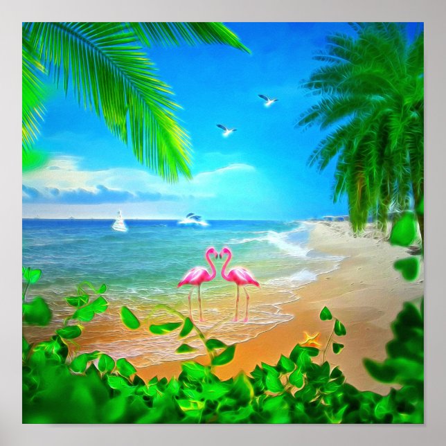 Affiche Amour Flamant rose (Devant)