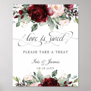 Affiche Amour floral Burgundy Blush est doux Prenez une fr