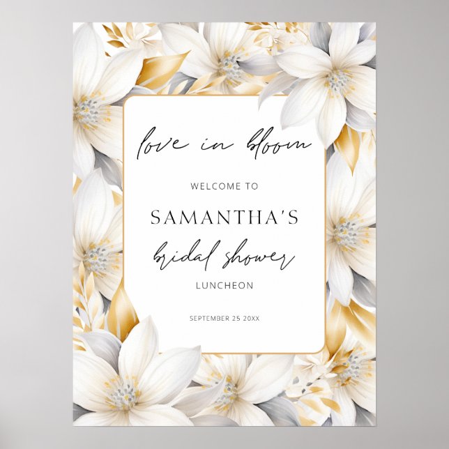 Affiche Amour Floral Frontière En Fleur Fête des mariées D (Devant)