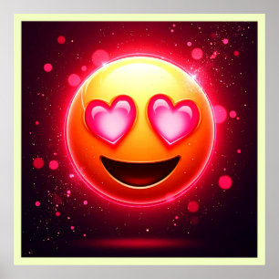 Affiche Amour Frappé Coeurs Emoji