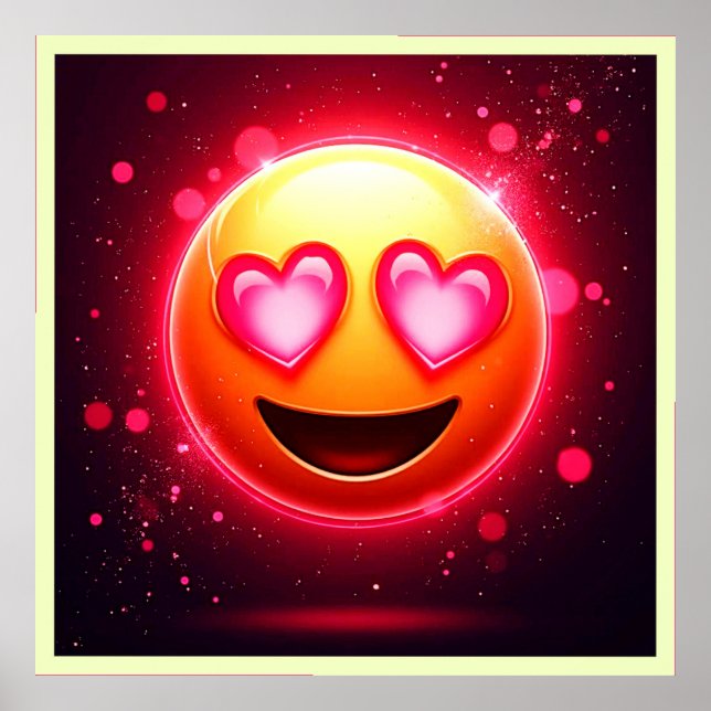 Affiche Amour Frappé Coeurs Emoji (Devant)