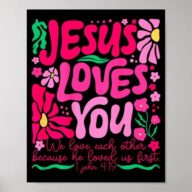 Affiche Amour Jésus Boho Floral Foi Religieuse (Devant)