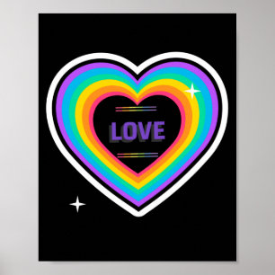 Affiche AMOUR. LGBT+Pride. Amour coeur arc-en-ciel.