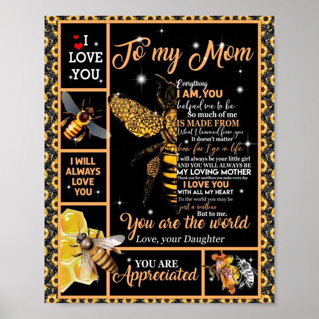 Affiche Amour maman | Lettre À Ma Mère Vous Êtes Le Monde (Devant)
