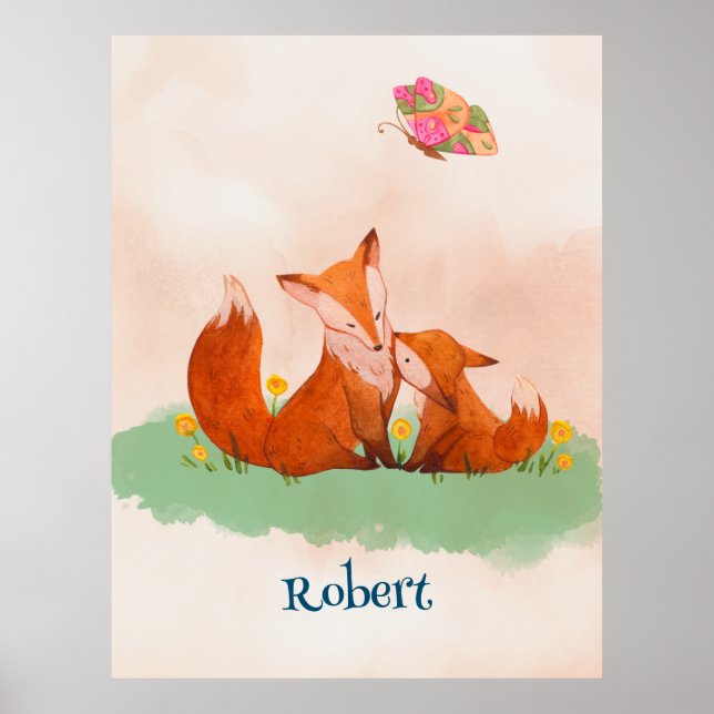 Affiche Amour maternel entre une mère renard et son bébé (Devant)