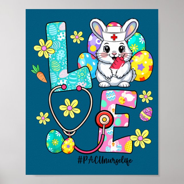 Affiche Amour pacu infirmière vie lapin stethoscope pâques (Devant)