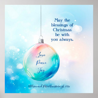 Affiche "Amour Paix Joie" Ornement de Noël