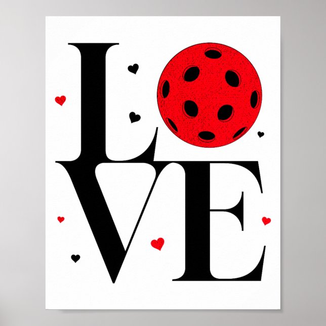 Affiche Amour pickleball Saint-Valentin cœur rouge mignon (Devant)