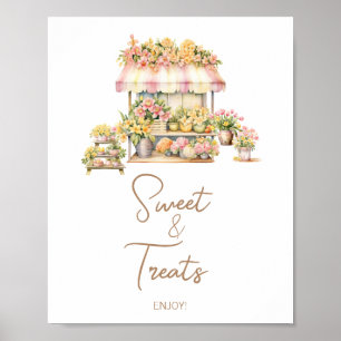 Affiche Amour printanier en fleurs, douces friandises pour