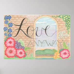 Affiche Amour Quoi Qu'il En Soit Art Floral Mural