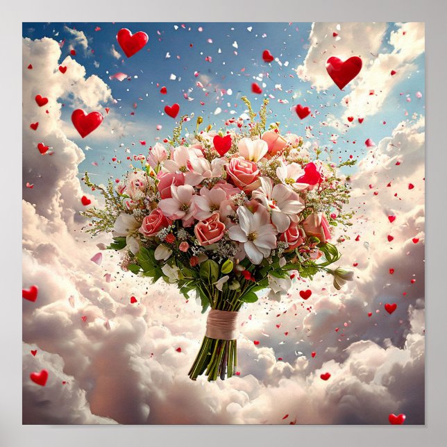 Affiche Amour Romantique Élégant Décor de Cadeau de Mariag (Devant)