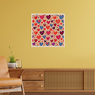 Affiche Amour sans couture Coeur Motif Art