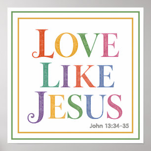 Affiche Amour vibrant à l'aquarelle comme Jésus Citation b