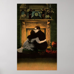 Affiche Amour vintage et romance, foyer romantique Kiss