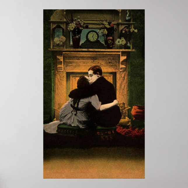Affiche Amour vintage et romance, foyer romantique Kiss (Devant)