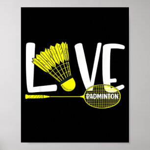 Affiche Amoureux de badminton Raquette et volant mignons F