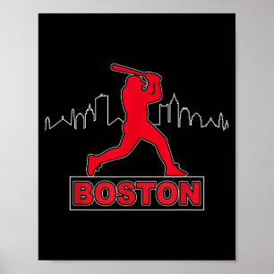 Affiche Amoureux de Boston Skyline Rétro Baseball Battemen