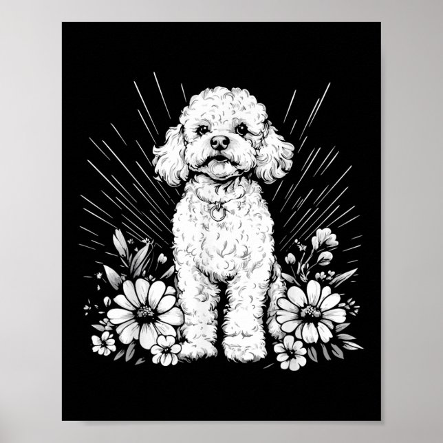 Affiche Amoureux de chien caniche Tatouage de style rétro  (Devant)