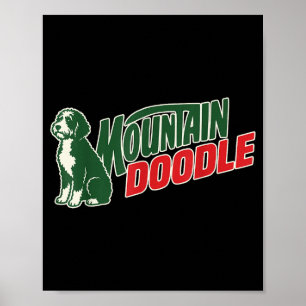 Affiche Amoureux de chien doodle de montagne vintage rétro