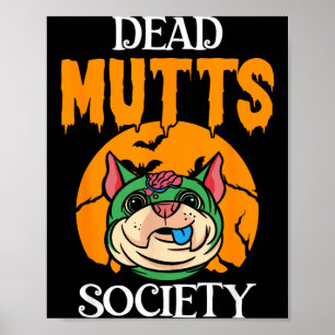 Affiche Amoureux de chiens zombies drôles cerveau Hallowee