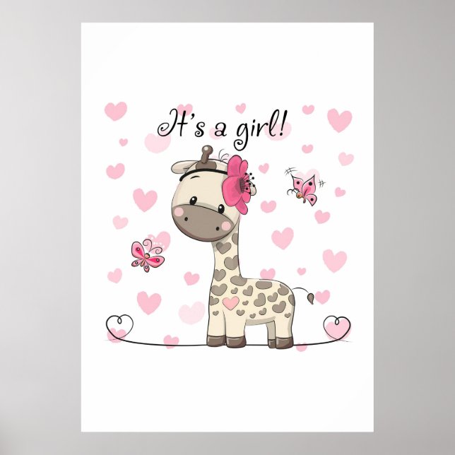 Affiche Amoureux de girafe C'est une fille Girafe (Devant)