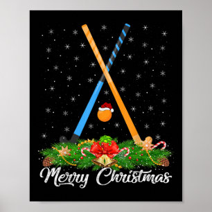 Affiche Amoureux de hockey sur gazon Chapeau de Père Noël