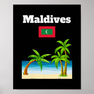 Affiche Amoureux de la plage des Maldives Voyage Souvenir