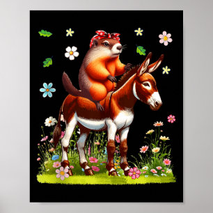 Affiche Amoureux de l'agriculteur de l'âne à cheval Ground