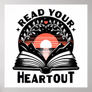 Affiche Amoureux de lecture Lisez votre cœur Livre Nerd