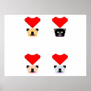 Affiche Amoureux de les chiens carlins L'amour de tous l