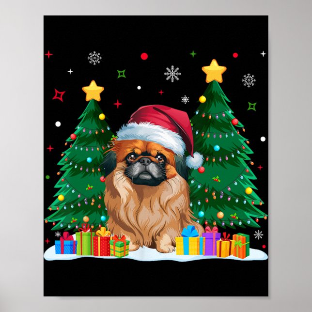 Affiche Amoureux de les chiens Pekingese Santa Hat Ugly Ch (Devant)