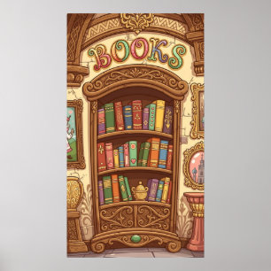 Affiche Amoureux de livres Étagère à livres de dessin anim