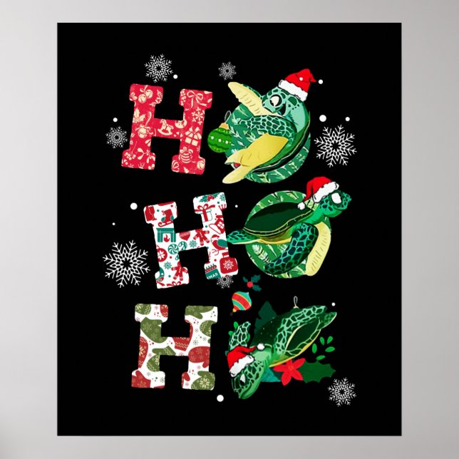 Affiche Amoureux de Noël de tortue drôle (Devant)