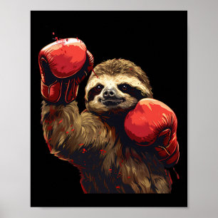 Affiche Amoureux de paresseux de boxe Gants de boxe Kickbo